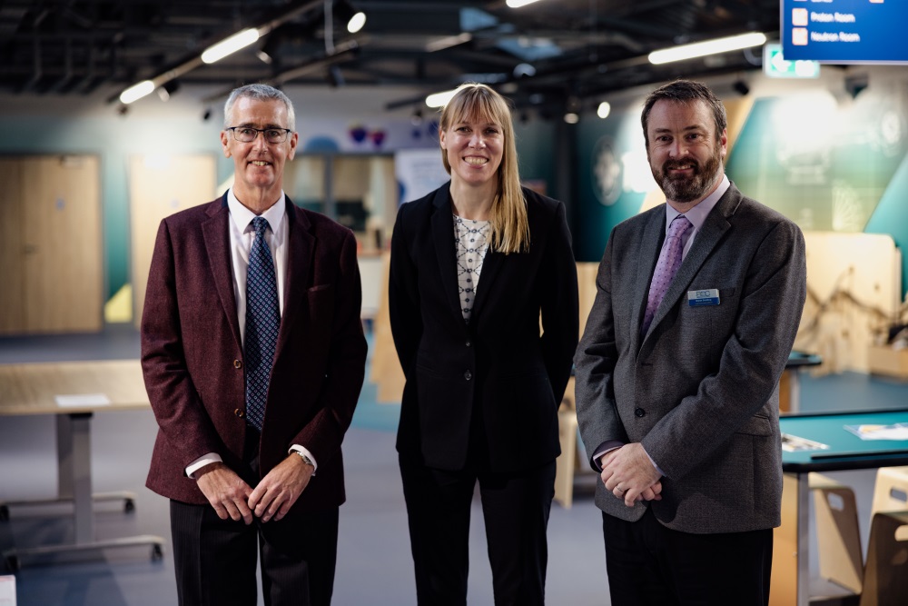 Left to right: Sandy Morton, Chair of the Board of Trustees at Aberdeen Science Centre; Professor Catherine Heymans, Astronomer Royal for Scotland; and Bryan Snelling, Chief Executive of Aberdeen Science Centre.