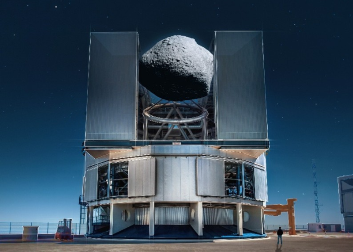 ESO/M. Kornmesser, A. Ghizzi Panizza (<a href="http://www.albertoghizzipanizza.com">www.albertoghizzipanizza.com</a>). Asteroid model: T. Santana-Ros et al.