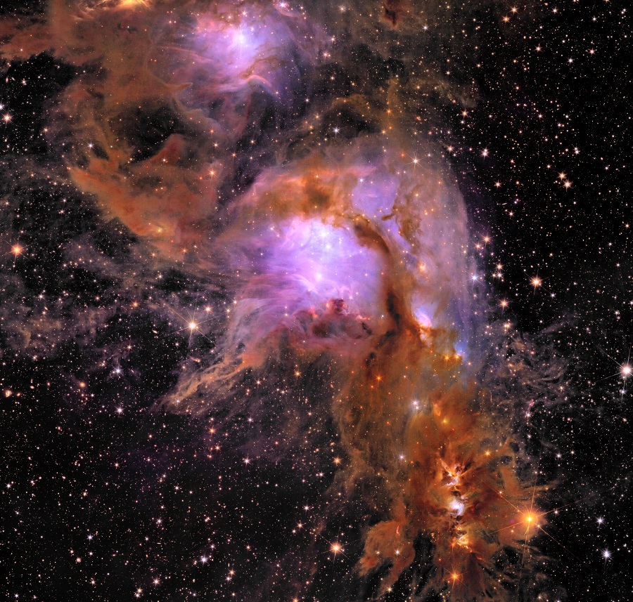 This image features a vibrant star nursery enveloped in interstellar dust. Euclid peered deep into this nursery using its infrared camera, exposing hidden regions of star formation for the first time, mapping its complex filaments of gas and dust, and uncovering newly formed stars and planets. Credit: ESA