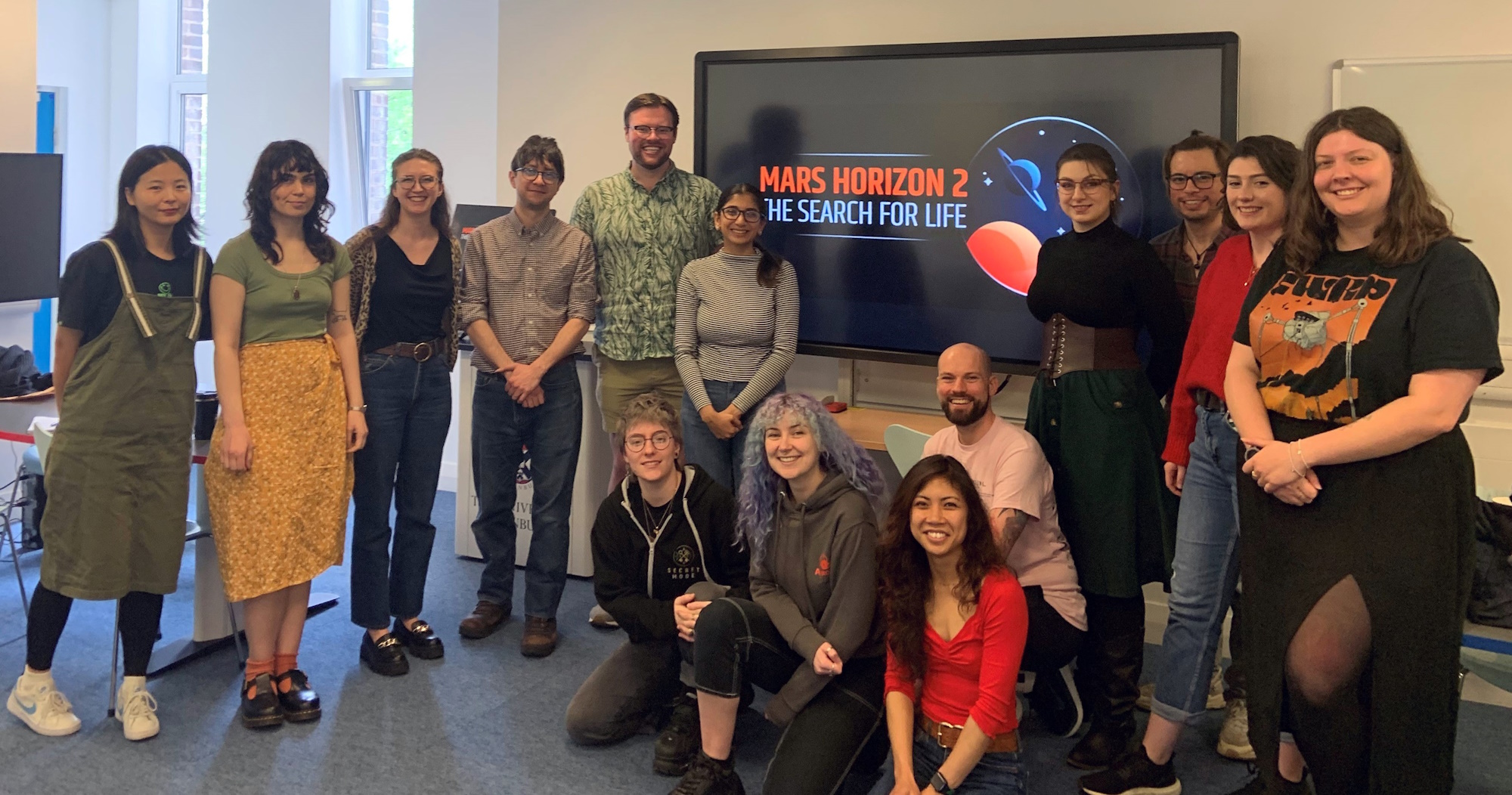 Colleagues from Auroch Digital along with students and staff from the MSc Astrobiology and Planetary Sciences programme.