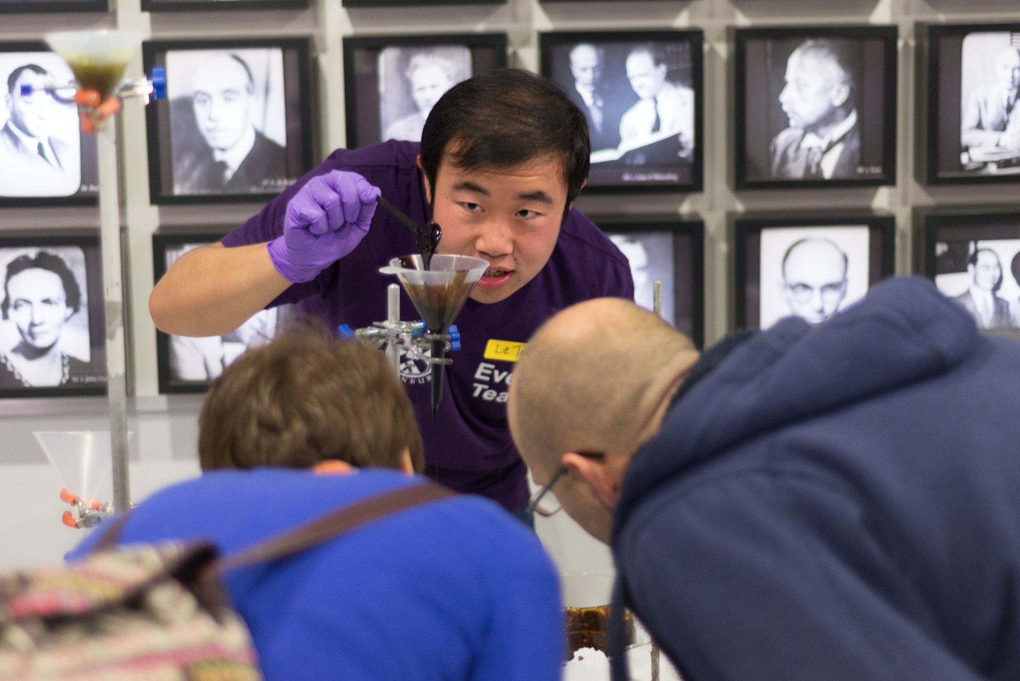 Tao Li demonstrating the flow properties of treacle. Image: Dr Michiel Hermes.