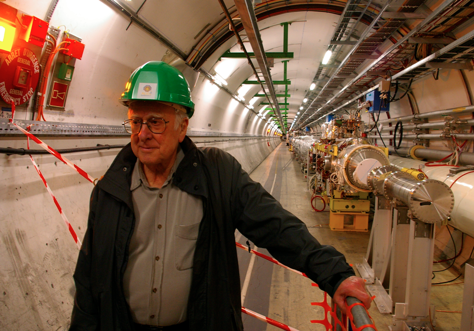 Peter Higgs in the LHC tunnel.