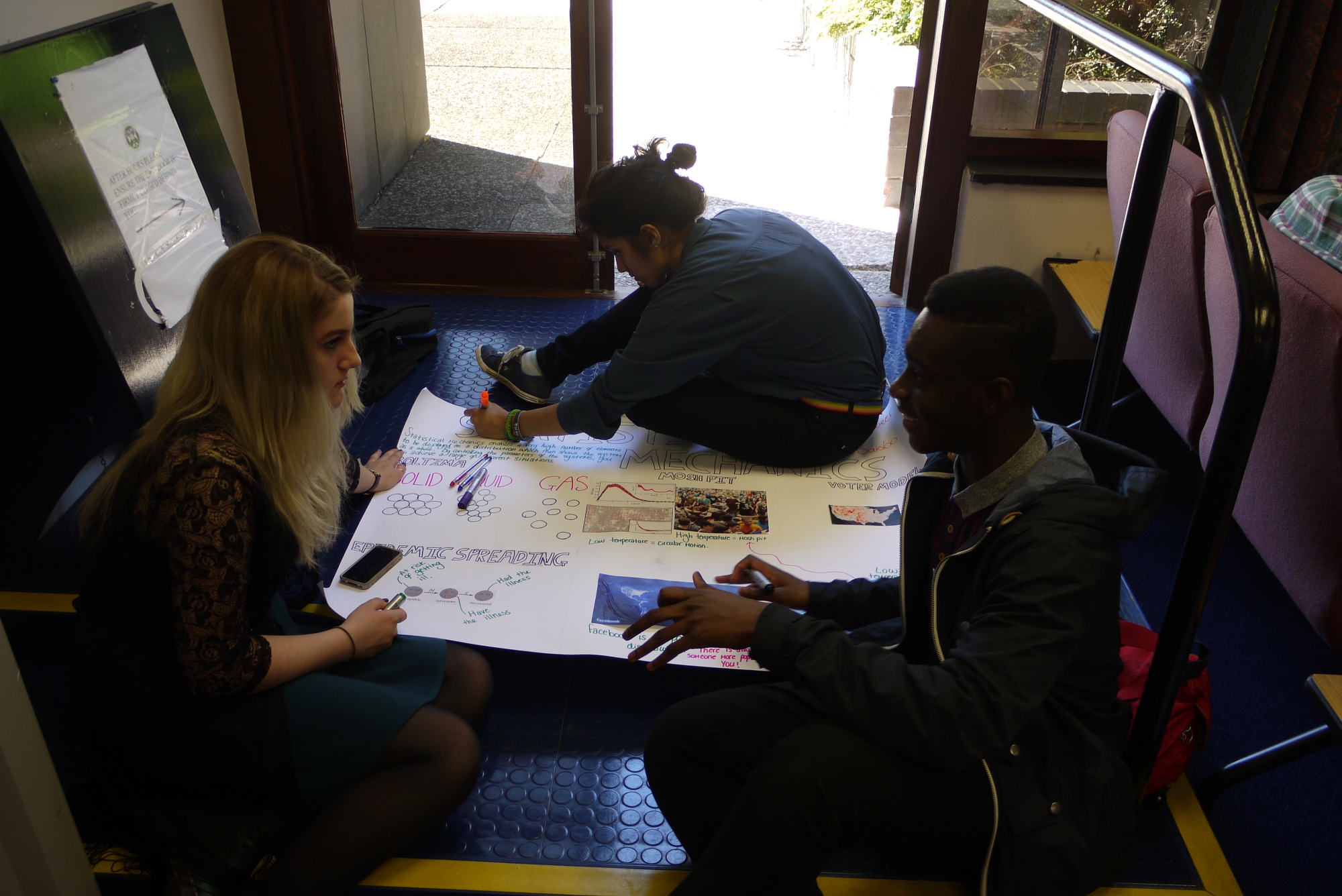 Attendees completing a poster.