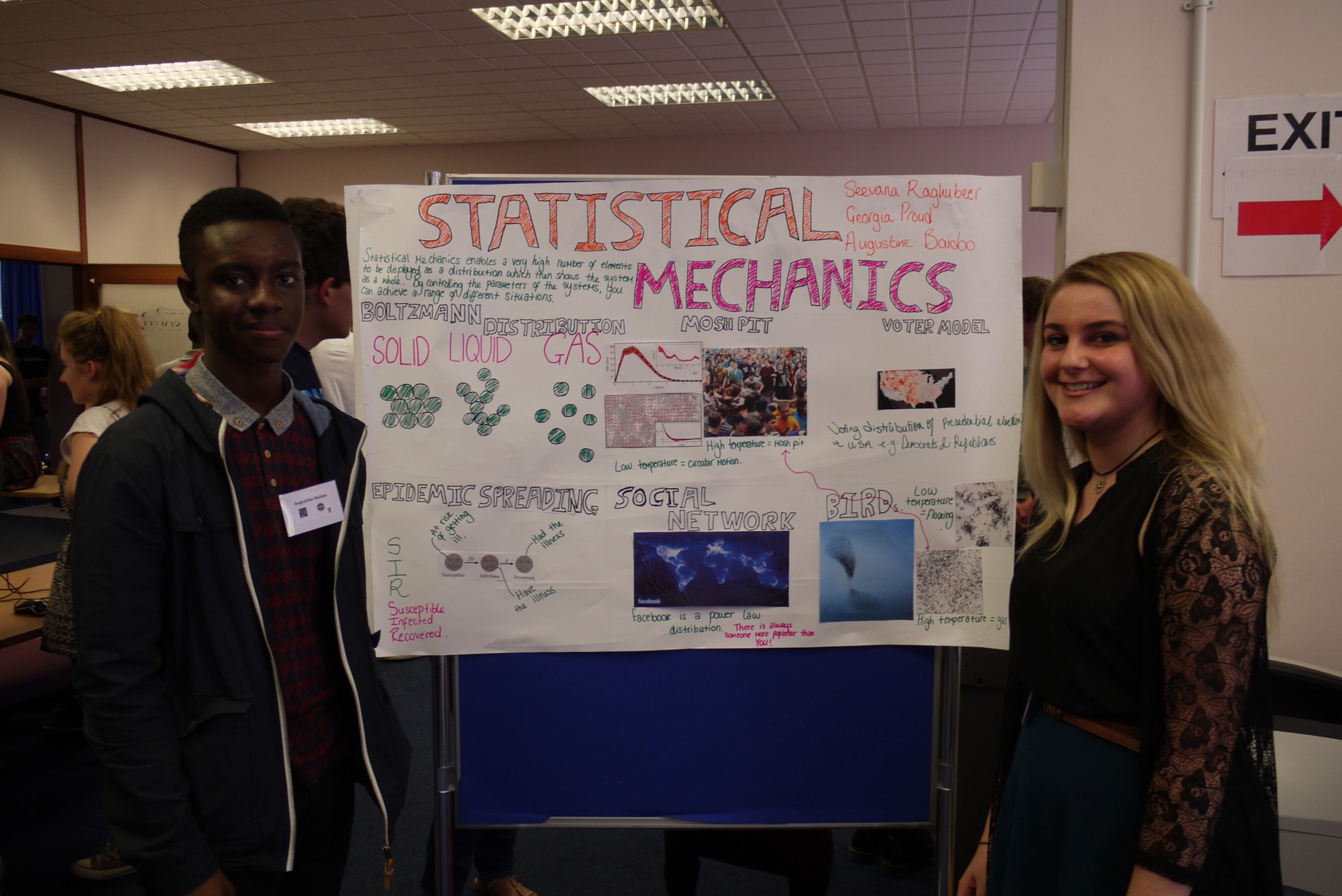 The statistical mechanics team with their poster.