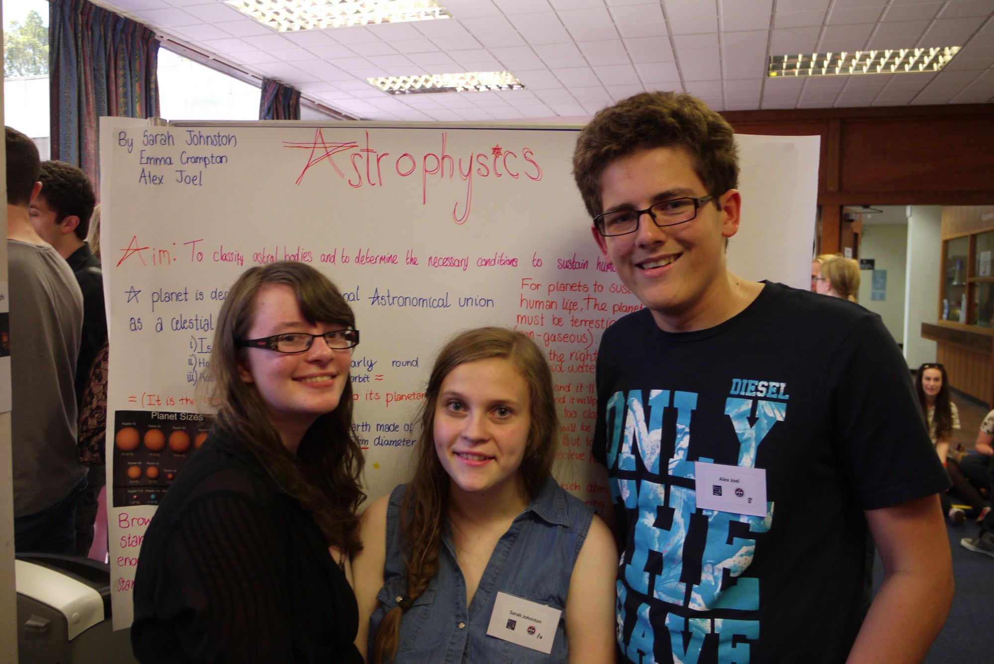 The astrophysics team and their poster.