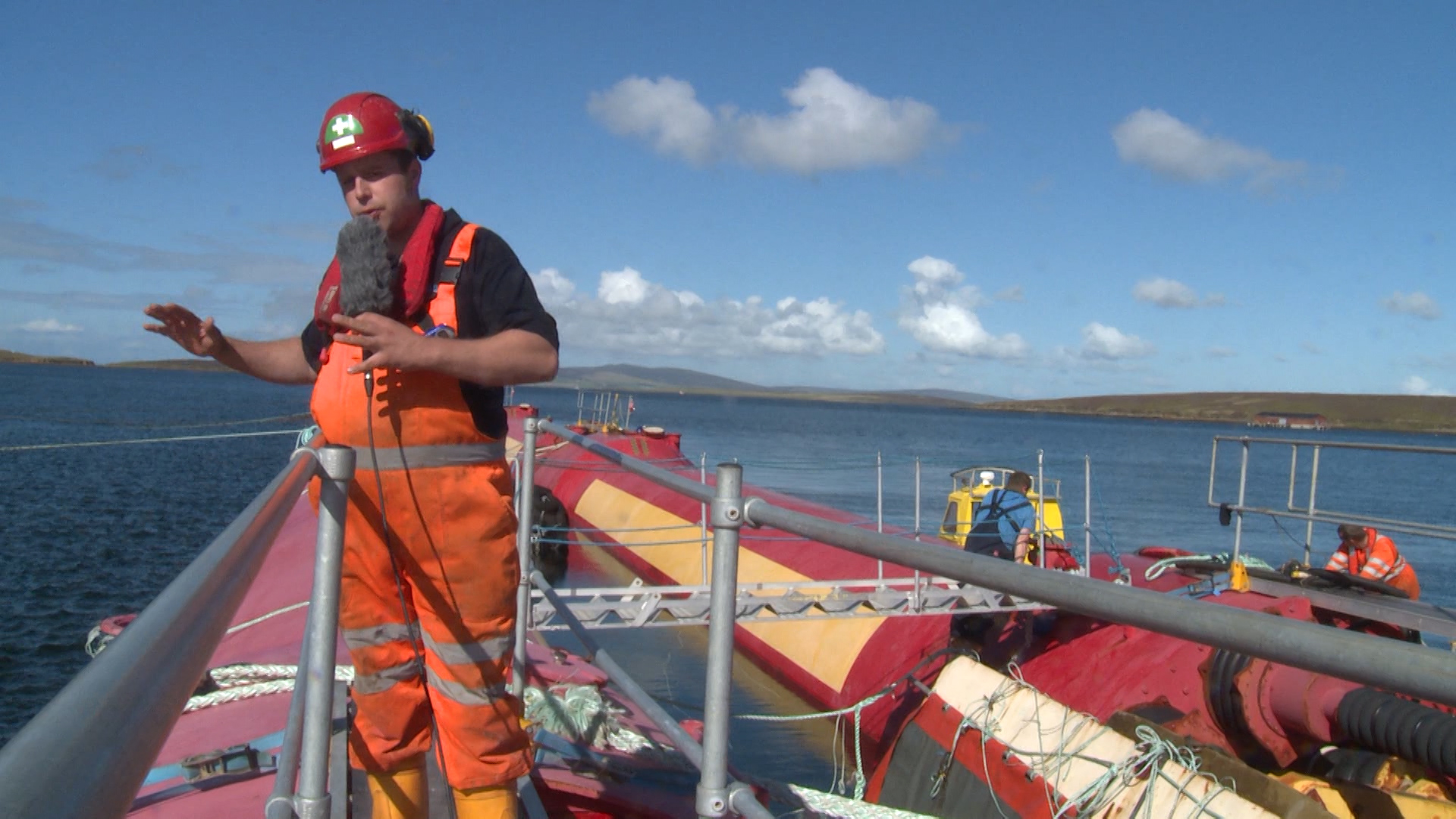 Pelamis units moored in Hoy.