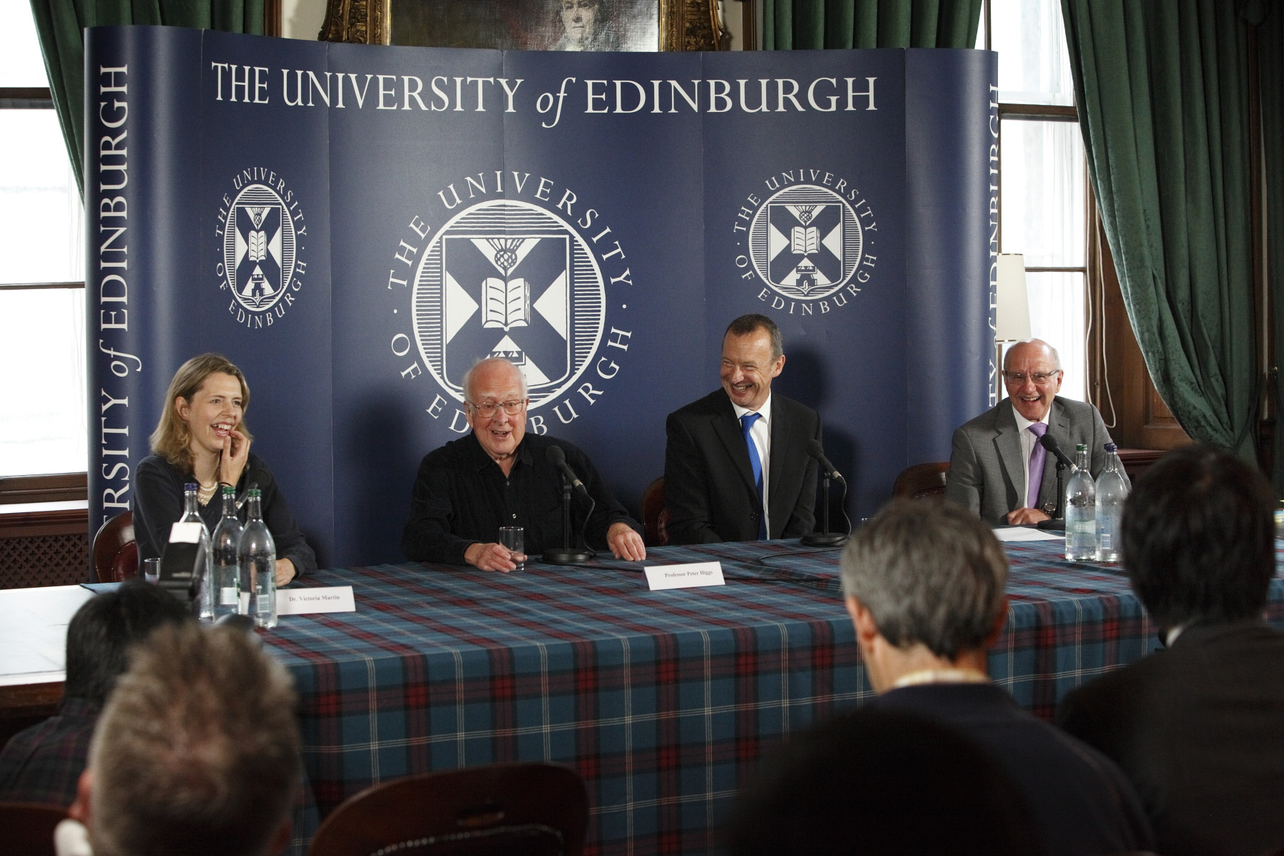 Victoria Martin, Peter Higgs, Richard Kenway and Alan Walker. Image copyright Graham Clark.