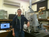Ben with one of the rheometers he uses to perform his prize-winning work. Photo courtesy: Dr Anne Pawsey.