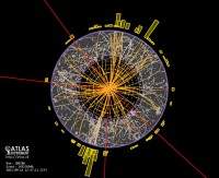 An event with four identified muons from a proton-proton collision. 