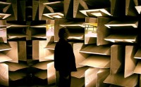 Sound exhibition in hemi-anechoic chamber at the National Physical Laboratory. Sound exhibition in hemi-anechoic chamber at the National Physical Laboratory.