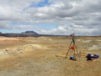 A prototype  of the PanCam instrument in Iceland.