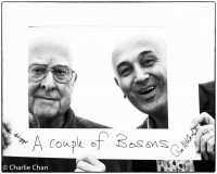 Peter Higgs and Jim Al-Khalili. Image © Charlie Chan.