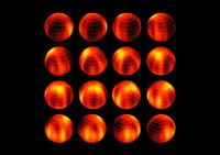 Surface map of Luhman 16B recreated from VLT observations. The figure shows the object at sixteen equally-spaced times as it rotates once on its axis. Credit: ESO/I. Crossfield.
