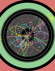 Event display of a 7 TeV proton collision recorded by ATLAS.