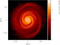 Computer simulation of a protostellar disc.